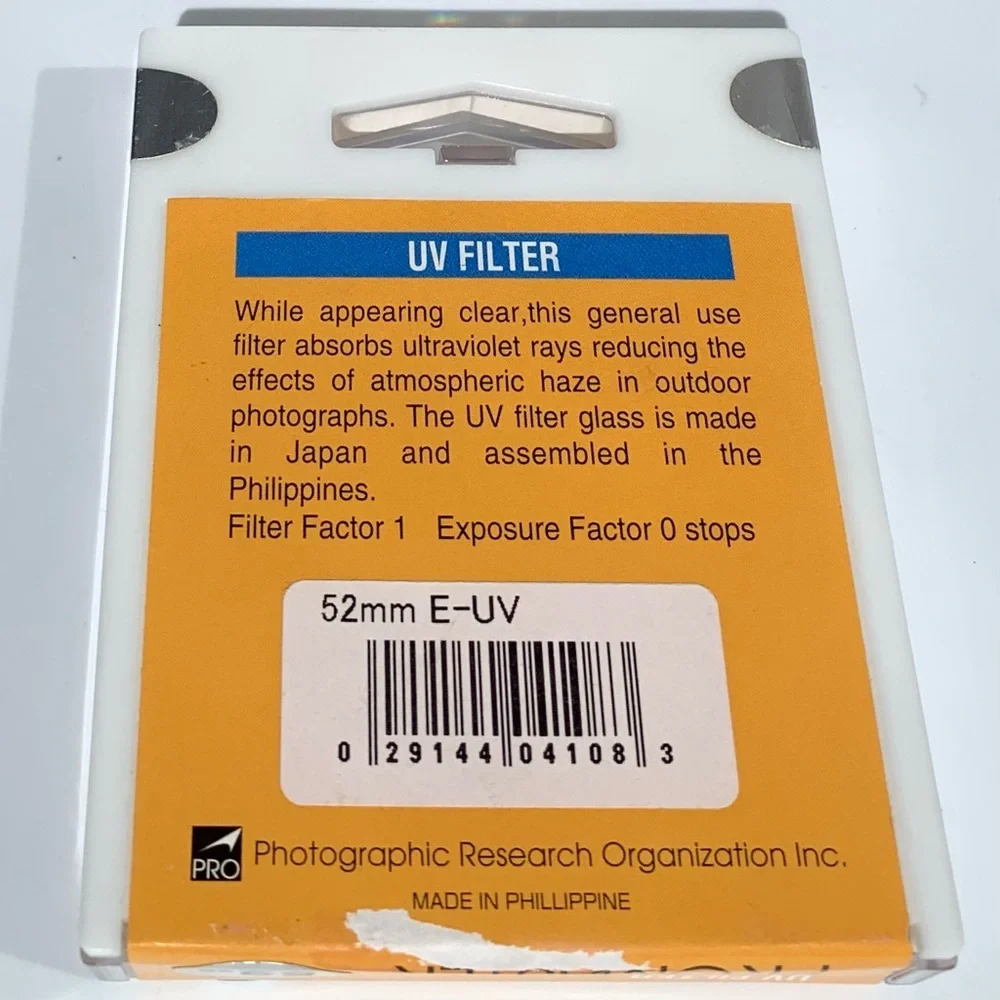 ProMaster Camera Lens UV Filter 52mm Model 4108 UPC 029144041083